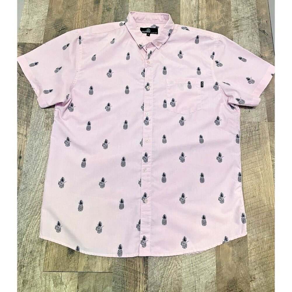 Molokai Surf Co‎ Button-Up Shirt Pink Pineapple XL Vacation Travel Party Fun